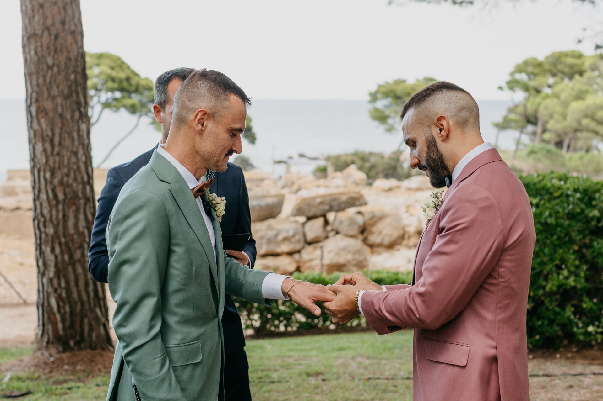 Ring exchange at the Ruins of Empúries ceremony