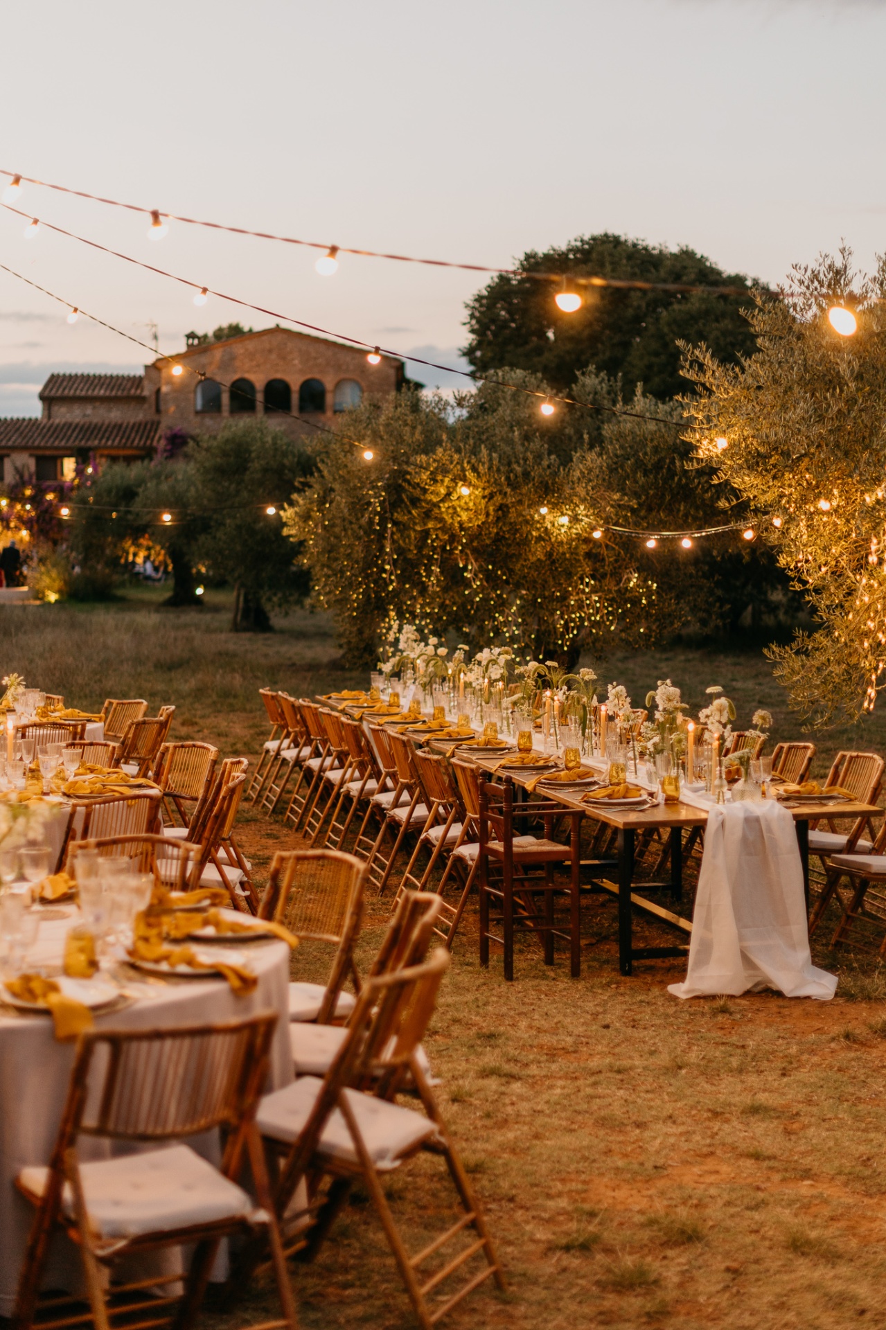 String lights creating a warm atmosphere at Mas Terrats