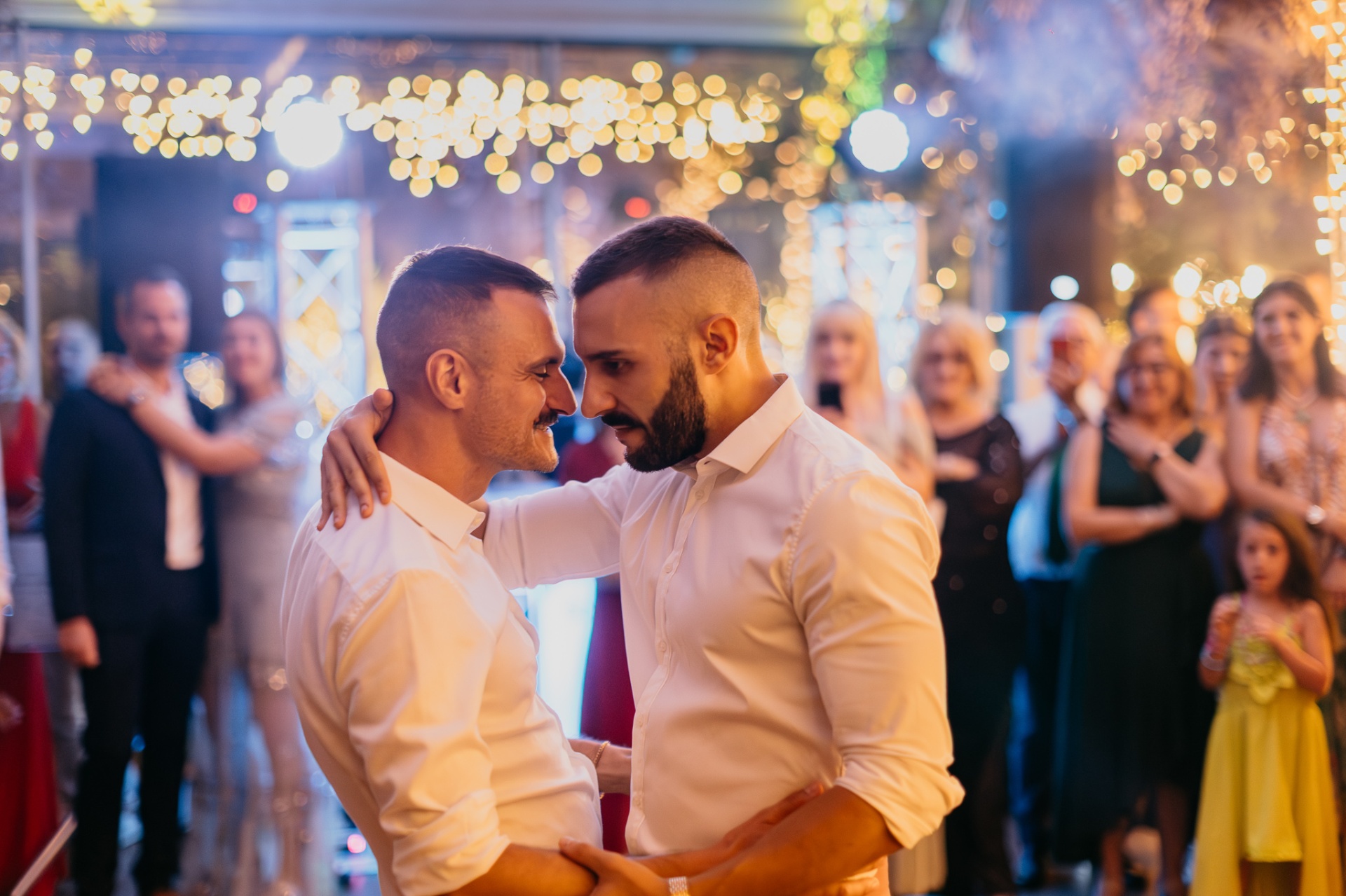 Emotional first dance moment at the wedding party