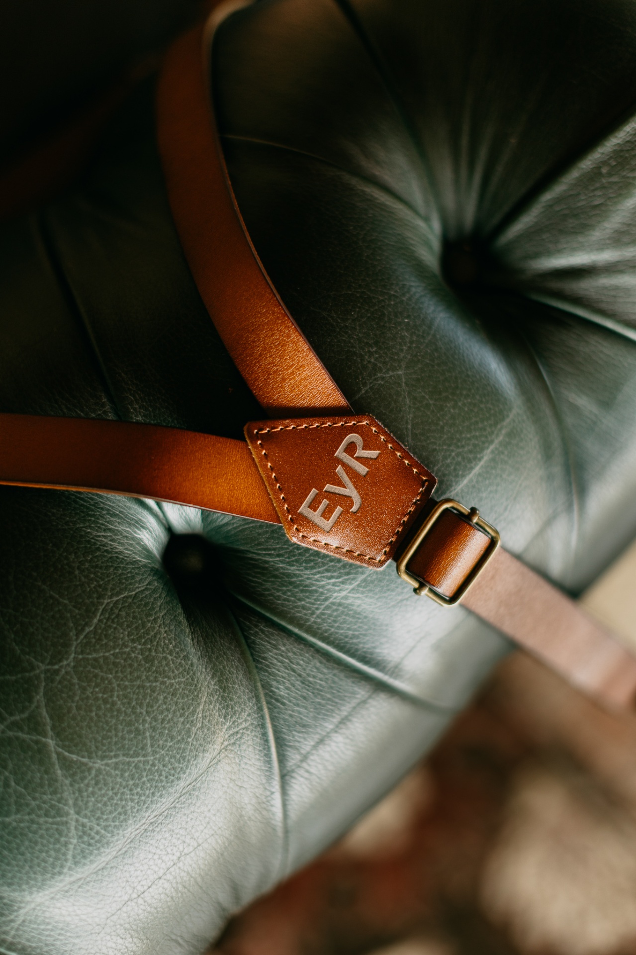 Personalised leather suspenders with initials